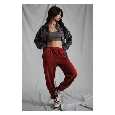 Madmext Women's Claret Red Elastic Waist Oversize Sweatpants