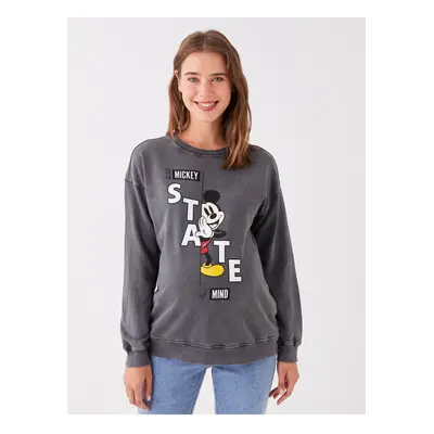 LC Waikiki Crew Neck Mickey Mouse Printed Long Sleeve Maternity Sweatshirt