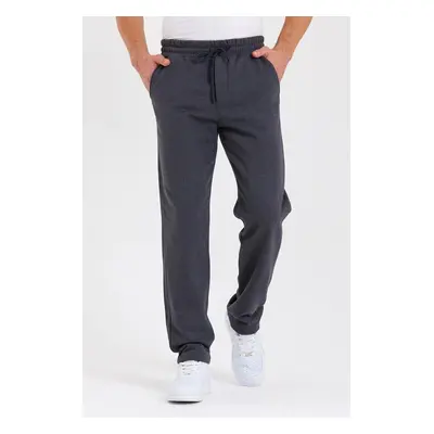 62819 Dewberry Straight Leg Back Pocket Detailed Sweatpants-ANTHRACITE