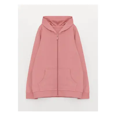 LC Waikiki Hooded Basic Long Sleeve Girl's Zippered Sweatshirt