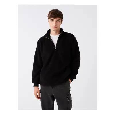 LC Waikiki Stand Collar Long Sleeve Plush Men's Zipper Sweatshirt