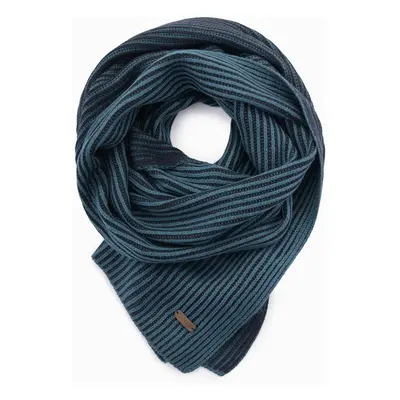 Ombre Knitted men's two-tone striped scarf - navy blue and sea