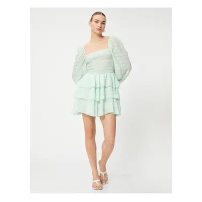 Koton Tuba Ünsal X - Layered Balloon Sleeve Mini Dress