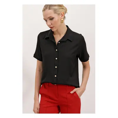 Bigdart Gold Buttoned Knitted Shirt - Black