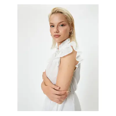 Koton Bow Detailed Blouse Ruffled Short Sleeve