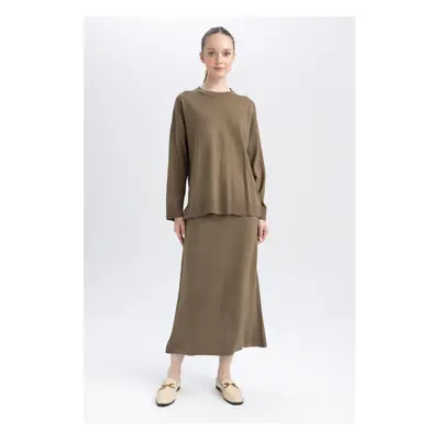 DEFACTO A Cut Basic Plain Knitwear Maxi Skirt