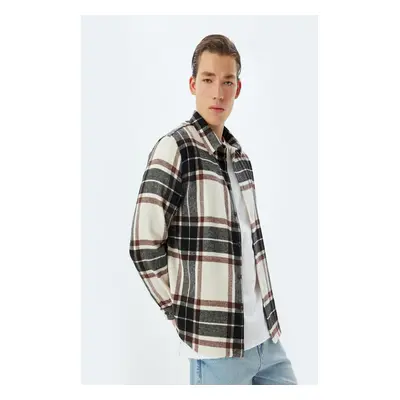 Koton Ecru Plaid Men's Adult Shirt