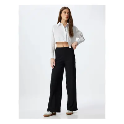 Koton Textured Wide Leg Trousers