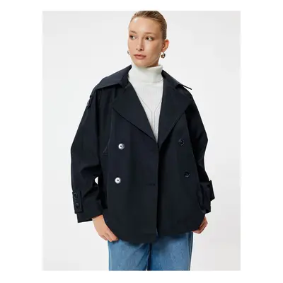 Koton Pocket Double Breasted Short Trench Coat