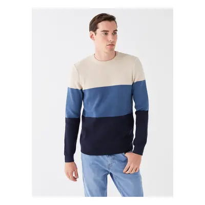 LC Waikiki Crew Neck Long Sleeve Color Block Men's Knitwear Sweater