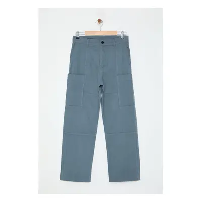 Trendyol Indigo Straight Fit Gabardine Baggy Trousers