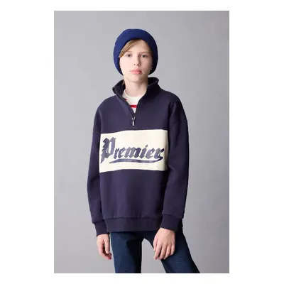 DEFACTO Boy Oversize Wide Cut Half Zipper Printed Thick Sweatshirt