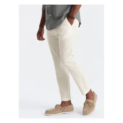 Ombre Men's linen blend roll-up chino pants - cream