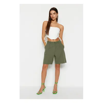 Trendyol Light Khaki Pocket Detailed Regular Fit Woven Shorts