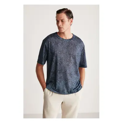 GRIMELANGE Lucas Comfort Navy Blue / Patterned T-shirt