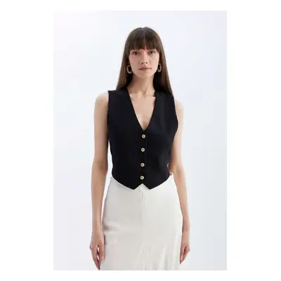 DEFACTO Regular Fit V Neck Buttoned Blazer Vest