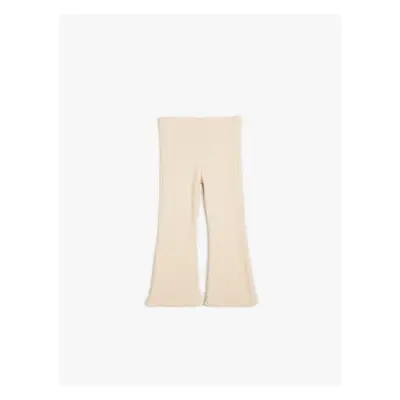 Koton Spanish Leg Trousers Viscose Fabric Ribbed