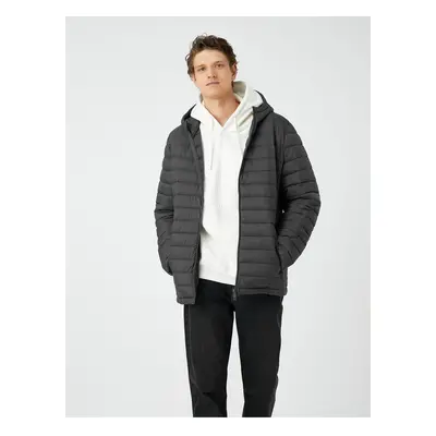 Koton Puffer Coat Sezónní kapuce na zip kapsa detailem