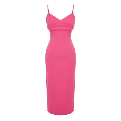 Trendyol Fuchsia Fitted Stylish Woven Evening Dress