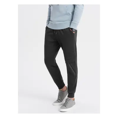 Ombre Men's sweatpants with stitching and zipper on leg - graphite melange