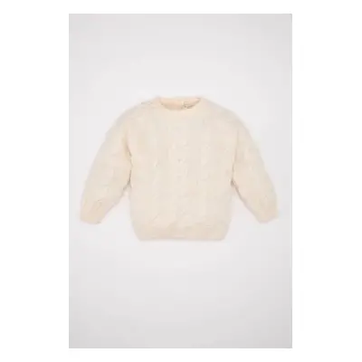 DEFACTO Baby Boy Ecru Crew Neck Knitwear Sweater