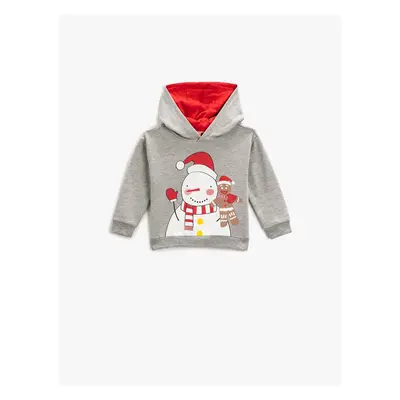 Koton Hooded Sweatshirt Snowman Printed Long Sleeve