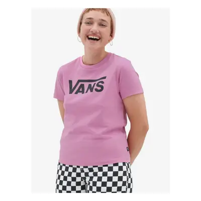 Růžové dámské tričko VANS WM FLYING V CREW TEE - Dámské