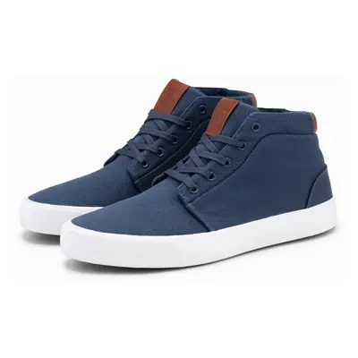 Ombre Men's high-top sneakers in cotton canvas - dark blue