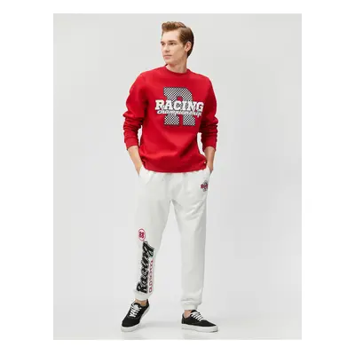 Koton Racing Theme Jogger Sweatpants Printed Tie Waist, Double Pocket.