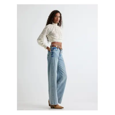 Koton Wide Leg Jeans Normal Waist Skinny Fit Buttoned - Wide Leg Jeans