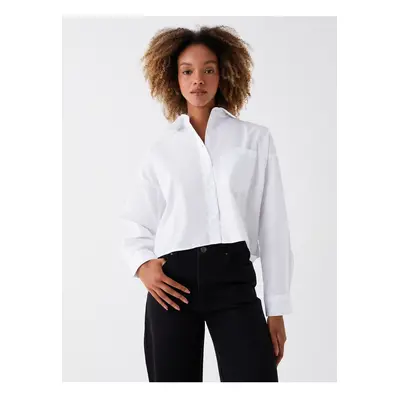 LC Waikiki XSIDE Women's Plain Long Sleeve Crop Poplin Shirt