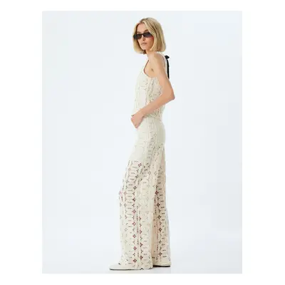 Koton Crochet Trousers Wide Leg Half Lined