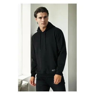 12612 Dewberry Hooded Kangaroo Pocket Mens Sweatshirt-BLACK