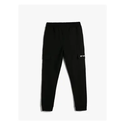 Koton Cargo Sweatpants Jogger Elastic Waist Pocket Detailed Slogan