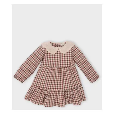 DEFACTO Baby Girl Plaid Long Sleeve Flannel Dress