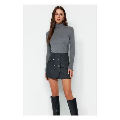 Trendyol Black Button Detailed Woven Shorts Skirt