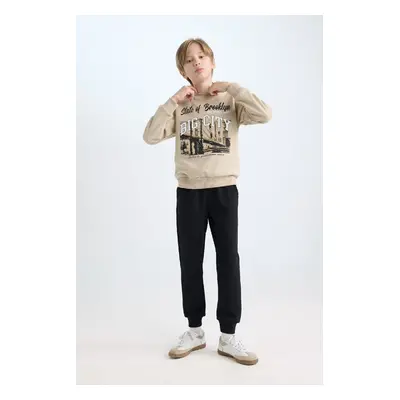 DEFACTO Boy 2-Piece Set Printed Crew Neck Thick Sweatshirt Elastic Waist Jogger Sweatpants