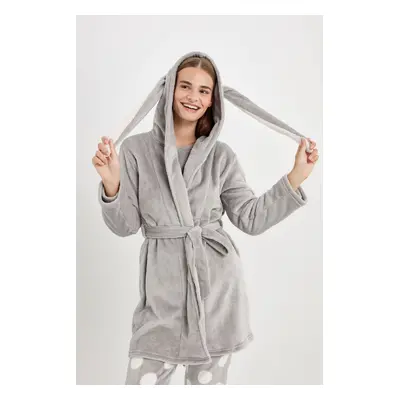 DEFACTO Fall In Love Wrap Collar Welsoft Plush Long Sleeve Dressing Gown