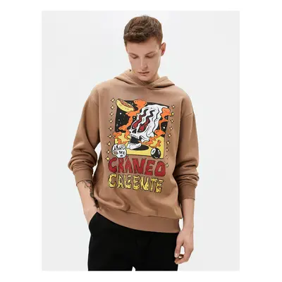 Koton Oversize Hoodie Skull Printed Label Detail