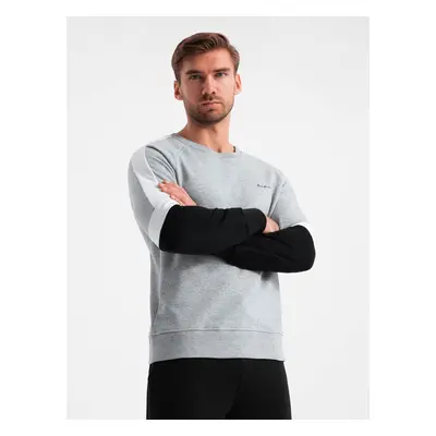 Ombre Tri-color men's sweatshirt with raglan sleeves - gray