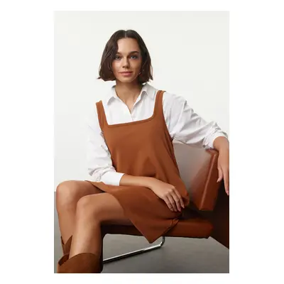 Trendyol Light brown Gilet Skater/Waist Opened Knitted Dress