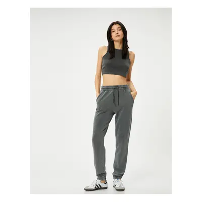 Koton Crop Ribbed Athlete Crew Neck Standard Cut