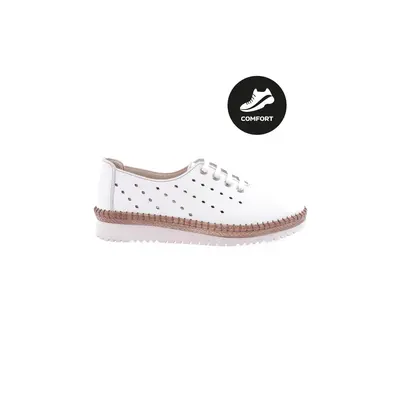 DGN P57-23y Women's Lace-up Casual Shoes Genuine Leather White