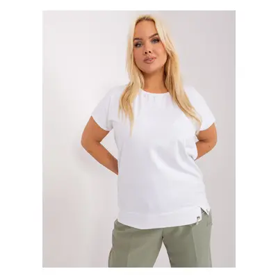 Bílá dámská halenka plus size s krátkým rukávem