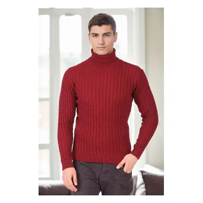 19295 Dewberry Turtleneck Mens Sweater-BURGUNDY