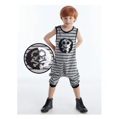 Denokids Skull Boys Striped Jumpsuit