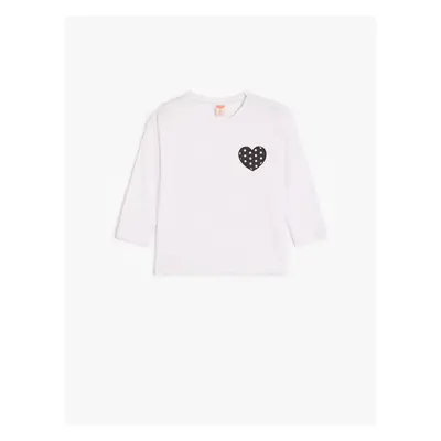 Koton T-Shirt Long Sleeve Heart Printed Crew Neck