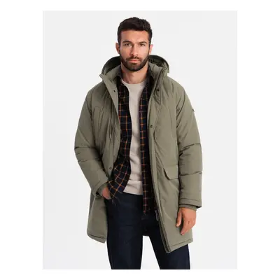 Ombre Classic men's long parka jacket - olive