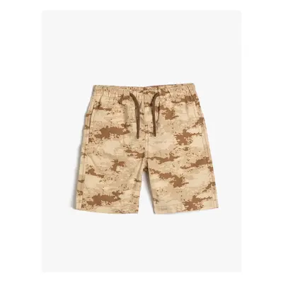 Koton Bermuda Camouflage Shorts with Pockets and Tie Waist Cotton