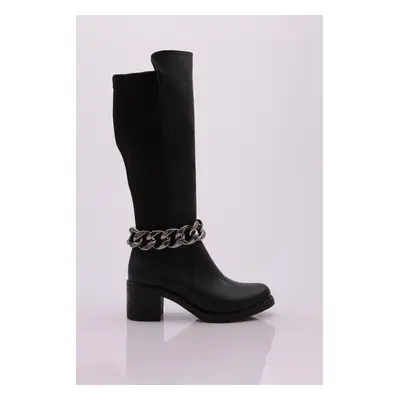 DGN Women's Ankle Chain Detailed Back Stretch Heel Boots.